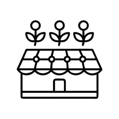 green roof icon, green roof line art - simple line art of green roof, perfect for green roof logos and icons