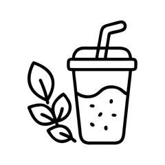 green smoothie icon, green smoothie line art - simple line art of green smoothie, perfect for green smoothie logos and icons