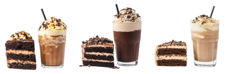 Delicious dessert and beverage pairings bright aesthetic on transparent Background