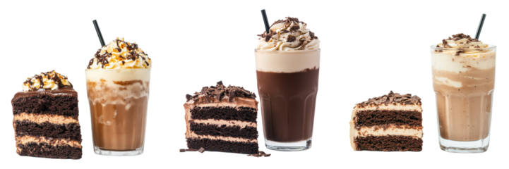 Delicious dessert and beverage pairings bright aesthetic on transparent Background