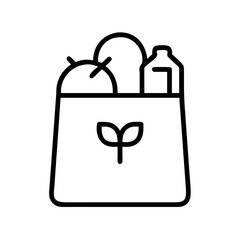 grocery bag icon, grocery bag line art - simple line art of grocery bag, perfect for grocery bag logos and icons