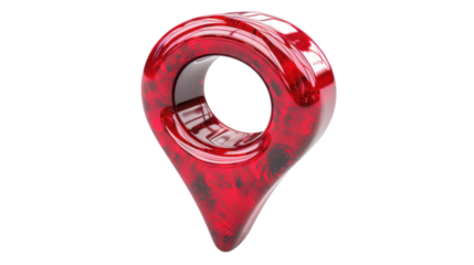Red location symbol pin on transparent background