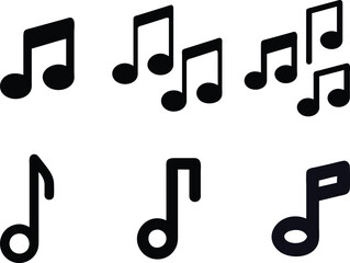 Music icon vector set, flat music notes symbol.