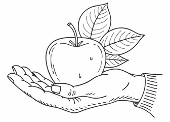 Hand drawn Fresh apple sketch style eco food vector illustration. Isolated drawing on white background.