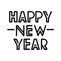 happy new year text icon, happy new year text line art - simple line art of happy new year text, perfect for happy new year text logos and icons