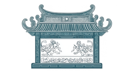 Qingming Festival vector illustration of a traditional altar for ancestor worship, symbolizing honoring the past, isolated on white, PNG file