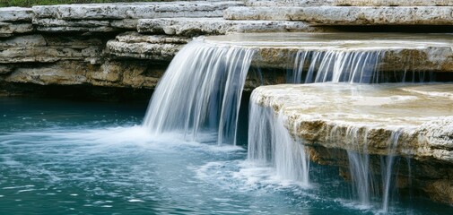 Flowing waterfall serenity natural landscape scenic photography tranquil environment close-up view nature's beauty