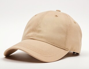 Fototapeta premium A stylish beige baseball cap, perfect for casual outings and outdoor activities.