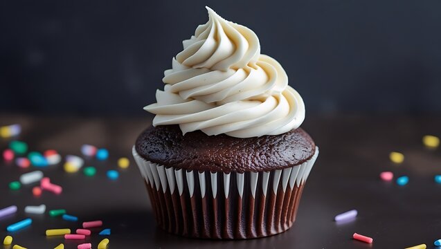 cupcake with chocolate frosting