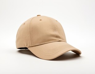 Fototapeta premium A stylish beige cap with a curved brim, perfect for both casual and athletic wear.