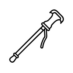 hiking stick icon, hiking stick line art - simple line art of hiking stick, perfect for hiking stick logos and icons