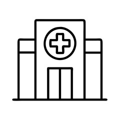 hospital icon, hospital line art - simple line art of hospital, perfect for hospital logos and icons