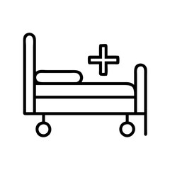hospital bed icon, hospital bed line art - simple line art of hospital bed, perfect for hospital bed logos and icons