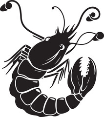 the shrimp silhouette, shrimp vector image