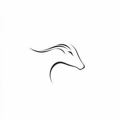 Elegant deer head profile, minimalist design, white background, logo concept