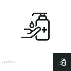 Hand sanitizer bottle icon isolated on white background. Vector illustrations are made with vector-based software, not AI generated results.
