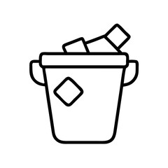 ice bucket icon, ice bucket line art - simple line art of ice bucket, perfect for ice bucket logos and icons