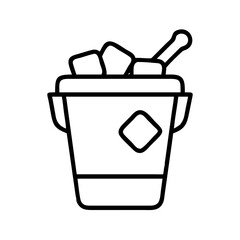 ice bucket icon, ice bucket line art - simple line art of ice bucket, perfect for ice bucket logos and icons