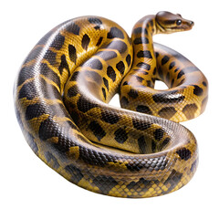 Fototapeta premium Powerful Anaconda: Striking Pose on Pristine White Background, Perfect for Print, Web, and Design 