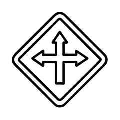 intersection icon, intersection line art - simple line art of intersection, perfect for intersection logos and icons