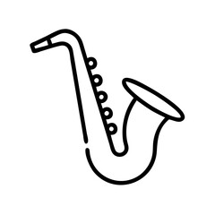 jazz saxophone icon, jazz saxophone line art - simple line art of jazz saxophone, perfect for jazz saxophone logos and icons