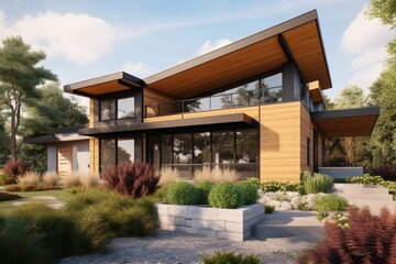 Modern Architectural Home Design With Landscaped Garden