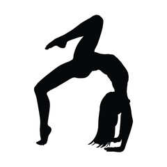 Graceful Silhouette of a Woman in a Backbend Yoga Pose. Symbol of Yoga Icon, Yoga Logo, Yoga Drawing, Yoga vector.
