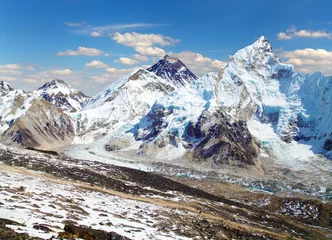 mount Everest and mt. Nuptse with beautiful sky