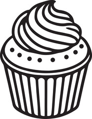 Delicious cupcake silhouette vector in EPS format, perfect for bakery logos, dessert icons, party decor, or any sweet-themed creative designs.
