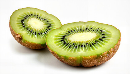 Sliced kiwi fruits showcasing vibrant green interior