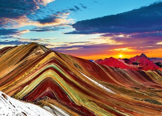 Rainbow mountains or Vinicunca Montana de Siete Colores