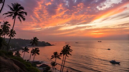 beautiful Goan sunset ocean view