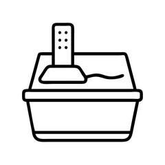 litter box icon, litter box line art - simple line art of litter box, perfect for litter box logos and icons