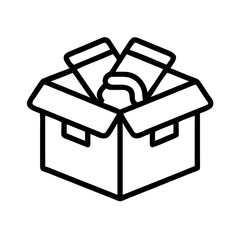 loot box icon, loot box line art - simple line art of loot box, perfect for loot box logos and icons