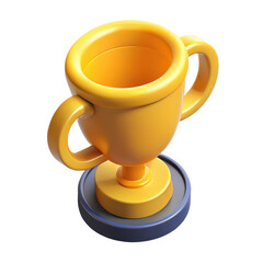 Golden Trophy Cup Illustration 3D of Award Symbol in Yellow and Blue