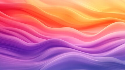 Obraz premium Colorful tropical sunset-themed gradient with soft waves of light orange, pink, and purple blending seamlessly, professional HDR photography style 