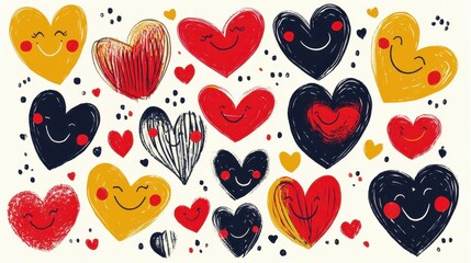 Playful Cartoon Hearts for Valentine's Card Design