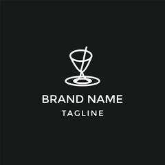 Wine glass icon flat isolated on black background