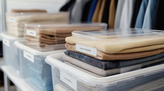 Organized storage solutions with labeled containers for efficient space management