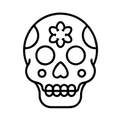mexican sugar skull icon, mexican sugar skull line art - simple line art of mexican sugar skull, perfect for mexican sugar skull logos and icons