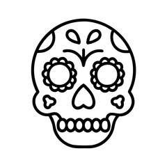 mexican sugar skull icon, mexican sugar skull line art - simple line art of mexican sugar skull, perfect for mexican sugar skull logos and icons