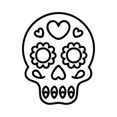 mexican sugar skull icon, mexican sugar skull line art - simple line art of mexican sugar skull, perfect for mexican sugar skull logos and icons