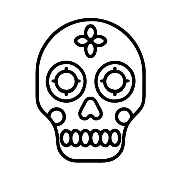 recommend clip art: mexican sugar skull icon, mexican sugar skull line art - simple line art of mexican sugar skull, perfect for mexican sugar skull logos and icons