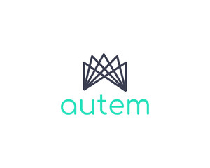 Abstract crown flower linear logo design. Queen king symbol. Creative dynamics movement sign. ...