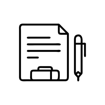 recommend clip art: Document and pen icon in outline style