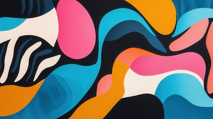 Naklejka premium Abstract colorful wave patterns in blue, pink, orange, and black.