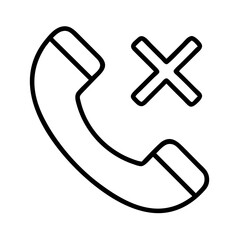 missed call icon, missed call line art - simple line art of missed call, perfect for missed call logos and icons