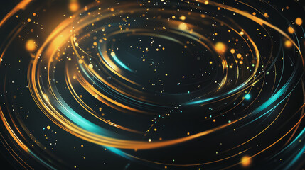 Abstract black background with Colorful circle lines. Digital future technology . Abstract business connection of lines from nodes innovation of communication in the network.