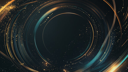 Abstract black background with Colorful circle lines. Digital future technology . Abstract business connection of lines from nodes innovation of communication in the network.