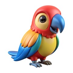 Vibrant 3D-Style Parrot Clipart with White Background for Creative Use
